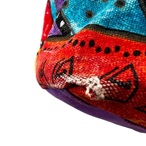 Vintage Laurel Burch Bag Handbag Tote Purse Cat Design Colorful Canvas Beach - Picture 9 of 16